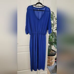 Simons Royal Blue Sheer Short Sleeve Dress